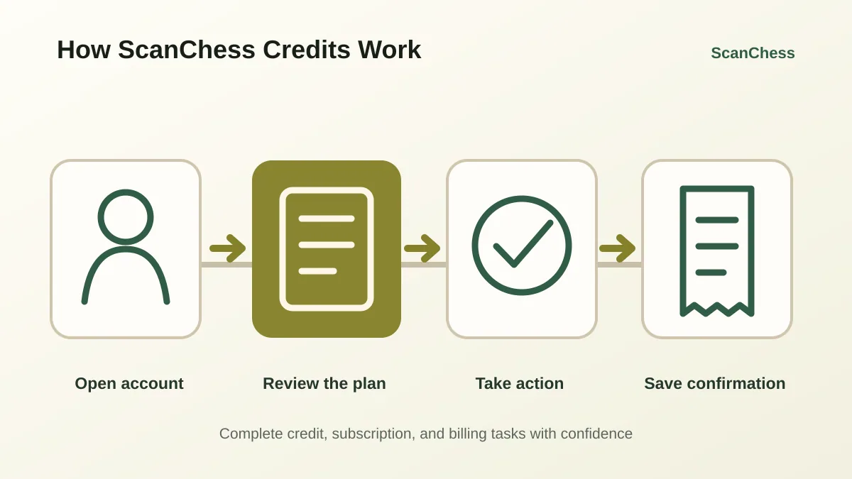 How ScanChess Credits Work的流程示意图