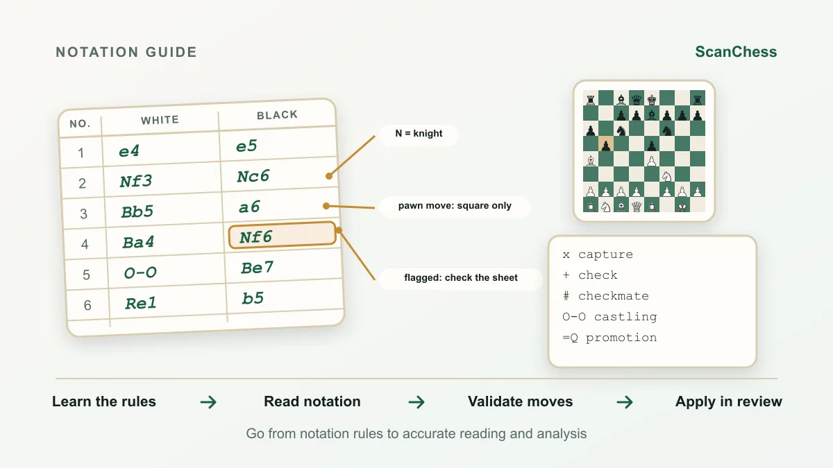 Workflow diagram for USCF Scoresheet Rules, and Where They Differ from FIDE