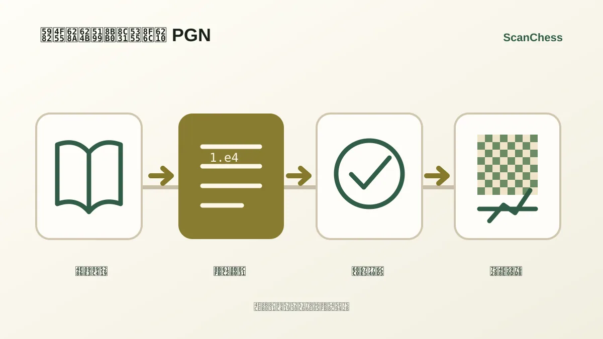 如何把手写记谱单转成 PGN的流程示意图