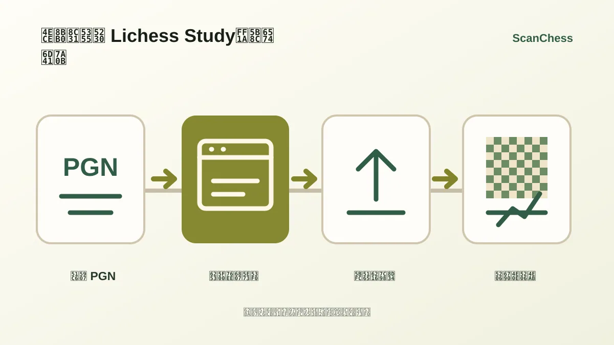 从记谱单到 Lichess Study：完整流程的流程示意图