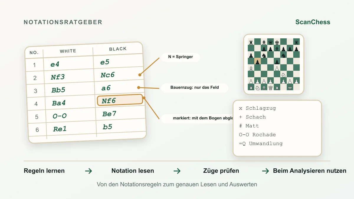 ScanChess-Ablauf für Schachbuch zu PGN: Diagramme aus einem Buch scannen, das dir gehört