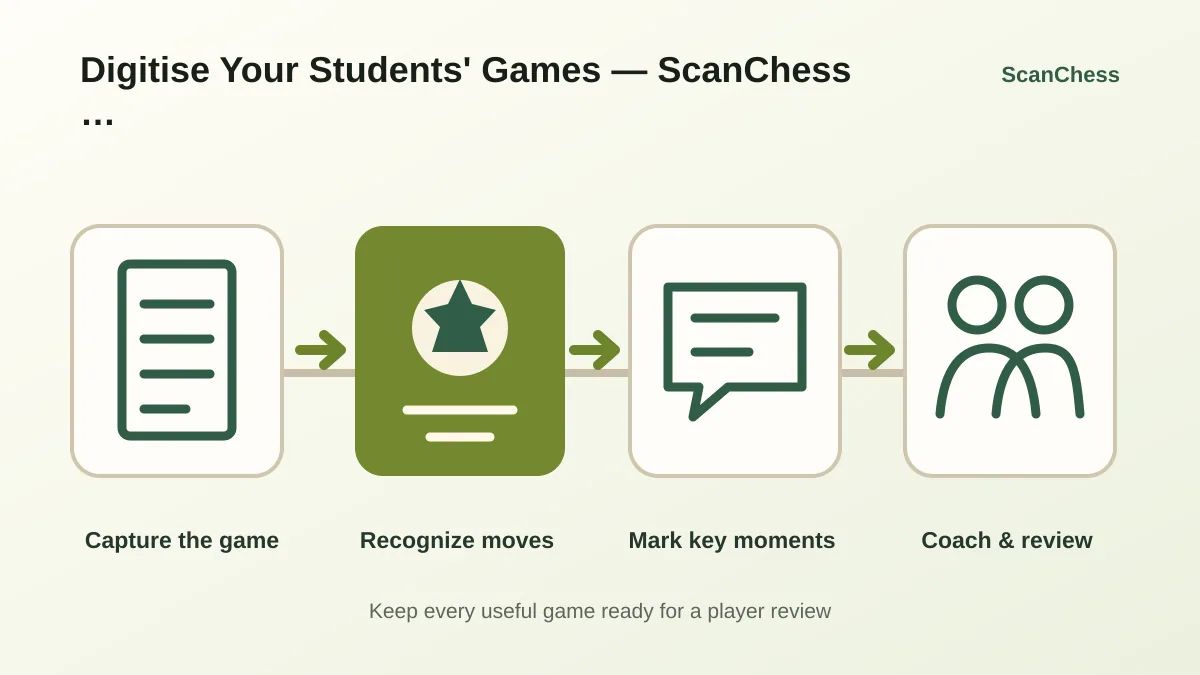 Digitise Your Students' Games — ScanChess for Coaches的 ScanChess 工作流