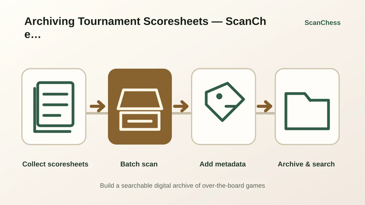 Archiving Tournament Scoresheets — ScanChess for Arbiters and Organisers的 ScanChess 工作流